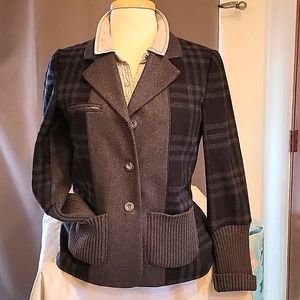 Sundance 💕Host Pick ❤️Mix Media Grey & Black Plaid Blazer